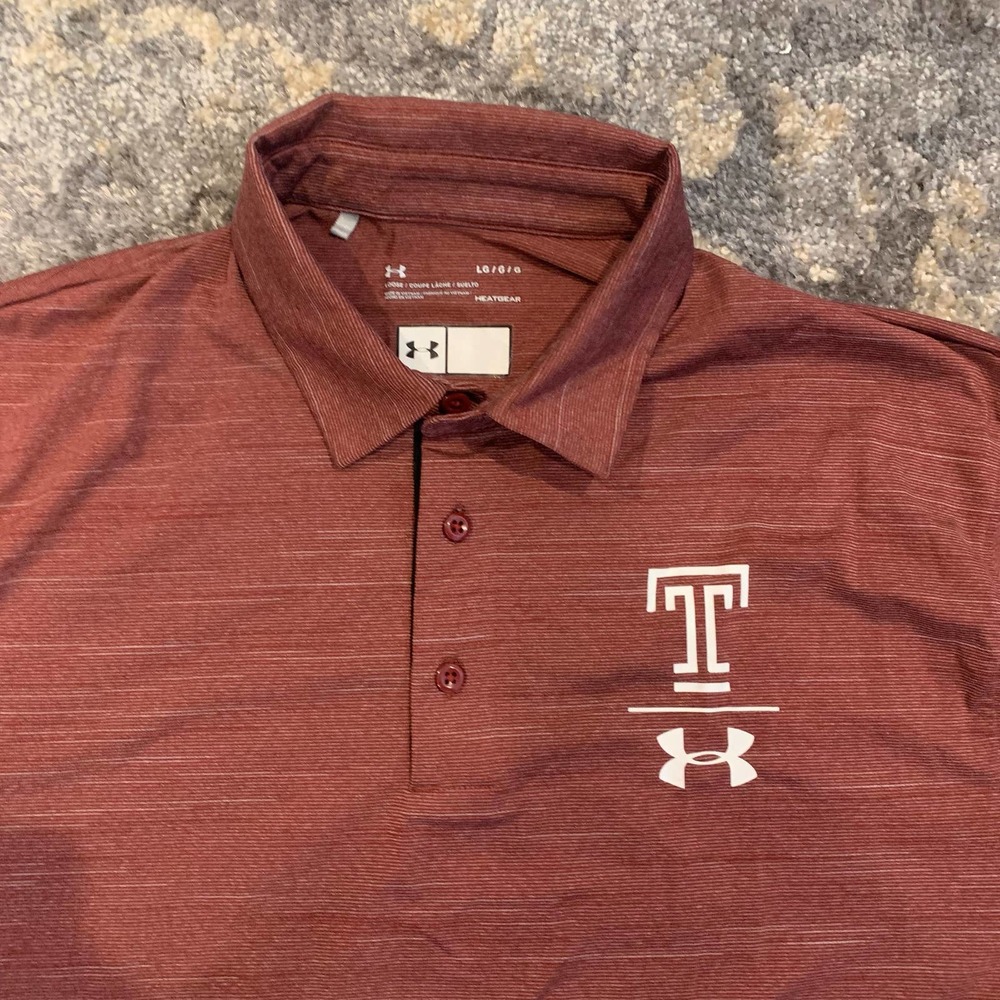 Temple University Owls Under Armour Loose HeatGear Golf Polo Men’s Size Large - Picture 3 of 5